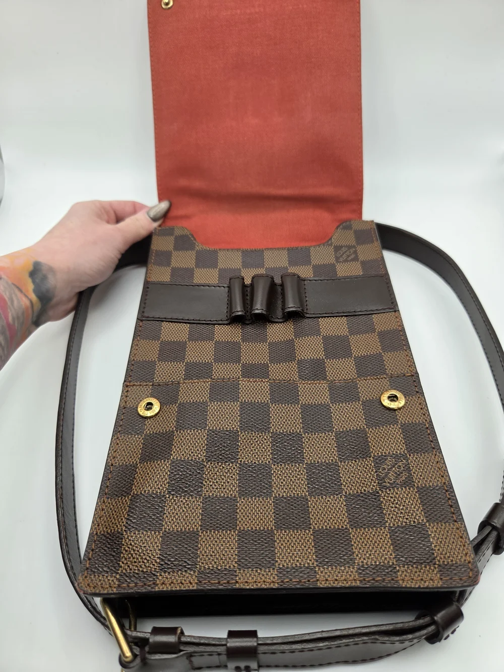 Authentic Louis Vuitton Damier Ebene Brown Portobello Travel Shoulder Bag